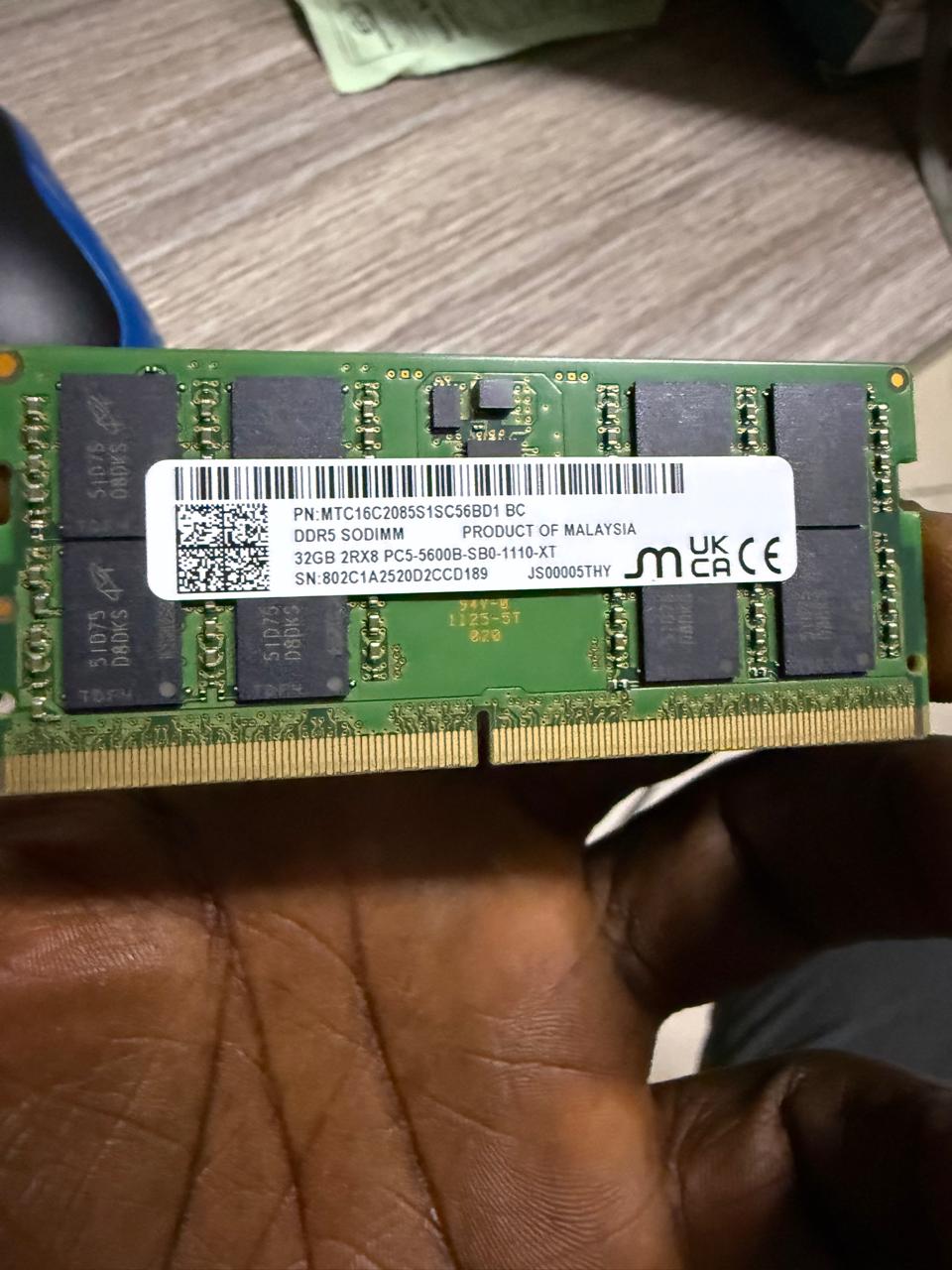 Micron 32GB DDR5-5600MHz SO-DIMM Laptop RAM PC5-5600B – Refurbished